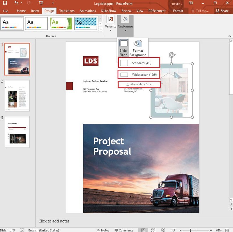 change default page aize powerpoint for mac